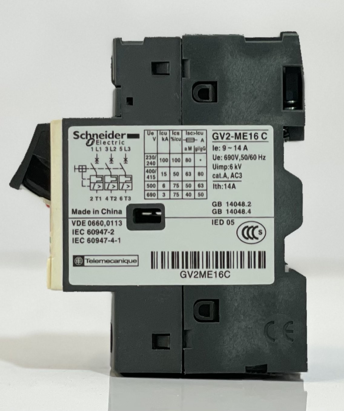 SCHNEIDER ELECTRIC GV2ME16C MOTOR PROTECTION CIRCUIT BREAKER RANGE 9-14AMP