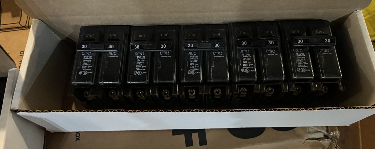 (25) EATON BR230 Circuit Breakers 30 AMP 2 Pole Type BR *5 – 5 PACKS NEW