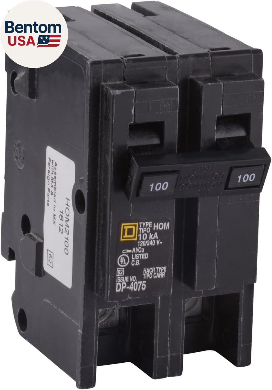 Square D by Homeline 100 Amp Mini Circuit Breaker, 2 Pole, 120/240V AC, 10Ka Br