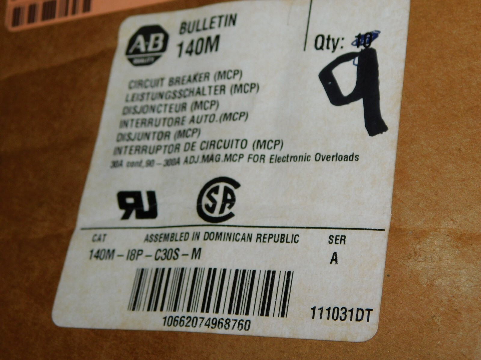 NEW ALLEN-BRADLEY 140M-I8P-C30S-M CIRCUIT BREAKER 30A 3P Adjustable 90-300A Trip