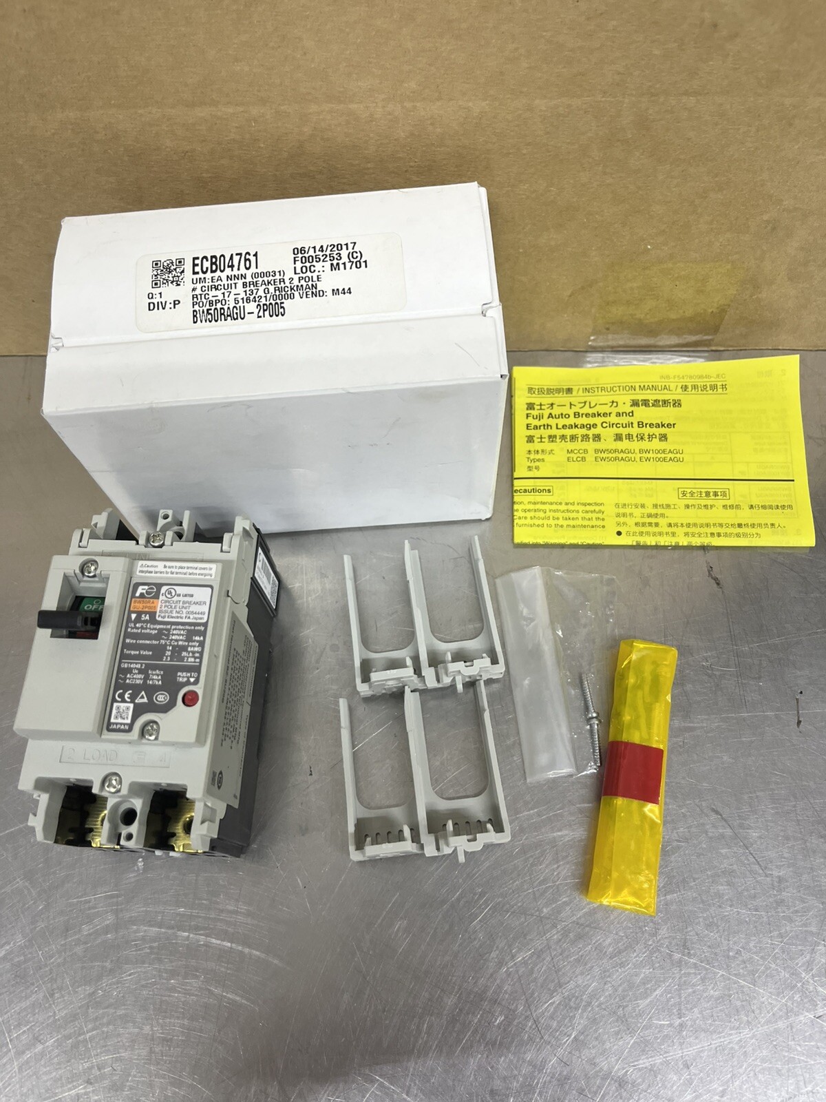 New Fuji BW50RAGU Auto Circuit Breaker 5 Amp 2 Pole Made In Japan