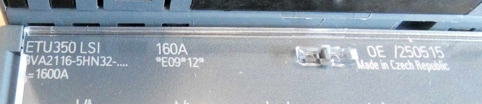 Siemens 3VA2116-5HN32-0AA0 *E09*12* 160A + 3VA9267-0FK21 No Twist Handle -used-