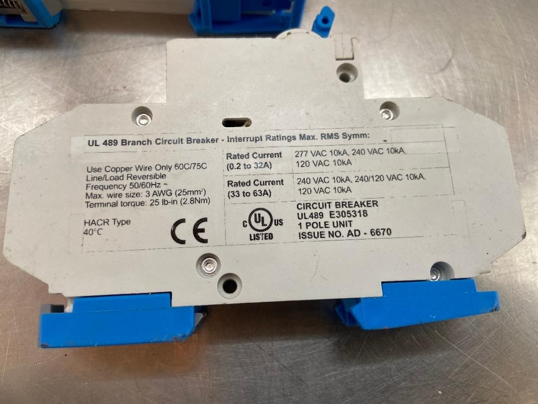 10 Altech 5 amp DIN Rail Mounted UL 489 Branch Circuit Breaker EBR-107 1 Pole
