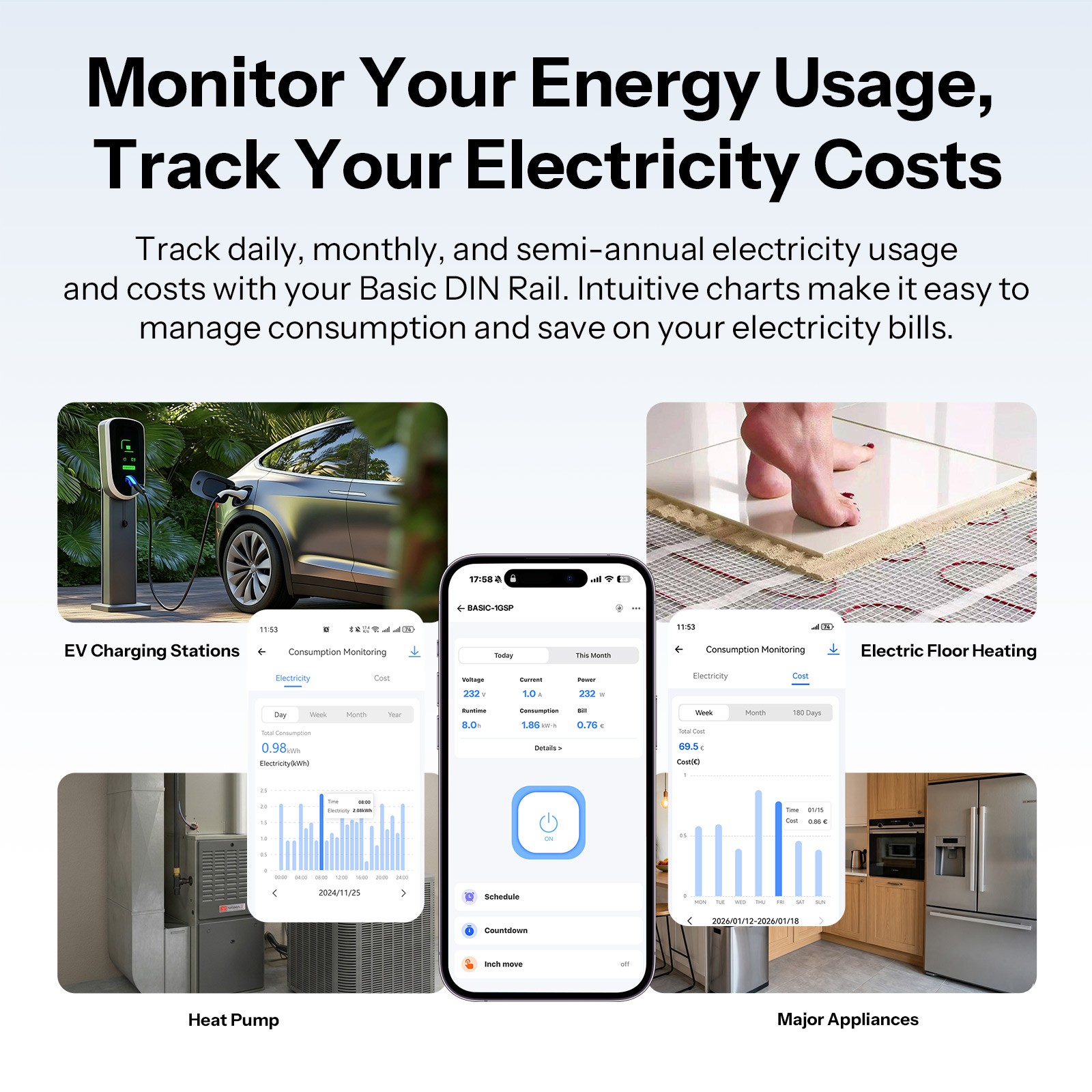 SONOFF Smart WiFi Switch Electric Meter Energy Metering Din Rail Circuit Breaker