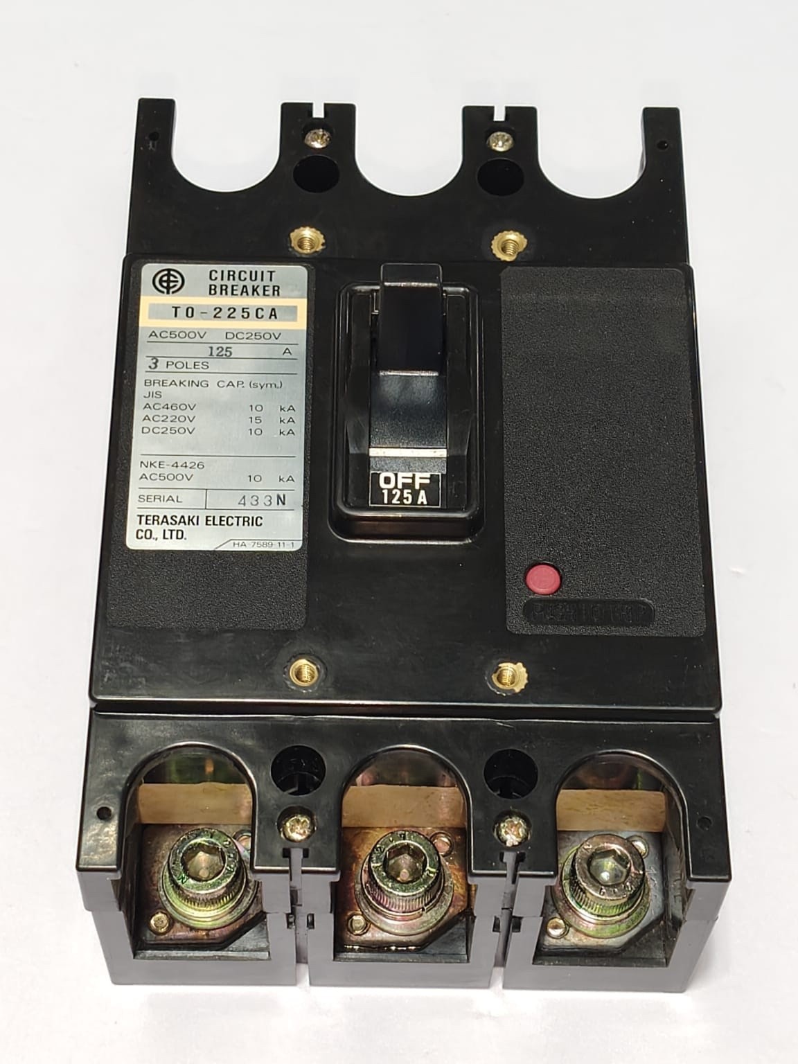 NEW BOX TERASAKI T0-225CA 3 Pole 125 AMP Circuit Breaker AC500V DC250V TO-225CA