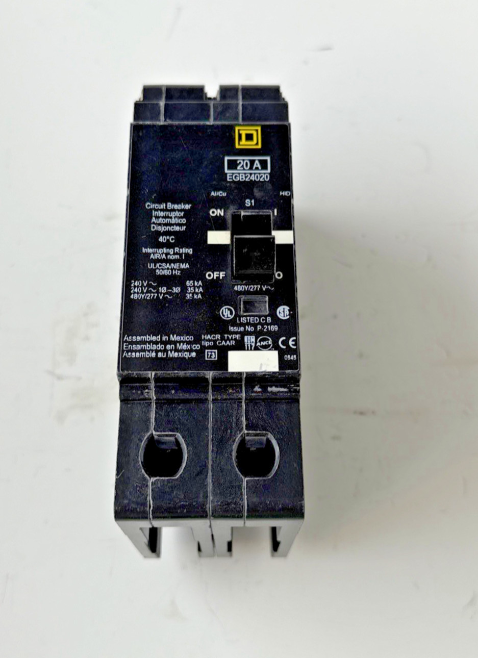 Square D EGB24020 2-Pole 20A 480Y/277V Circuit Breaker 35kA Bolt-On