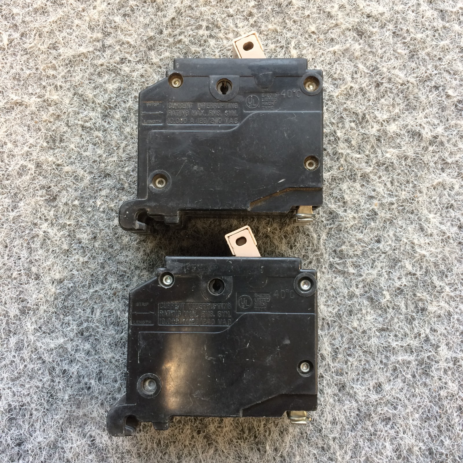 Lot of 2 Cutler Hammer CH240 Circuit Breaker CH-240 CHF240 Plastic Foot