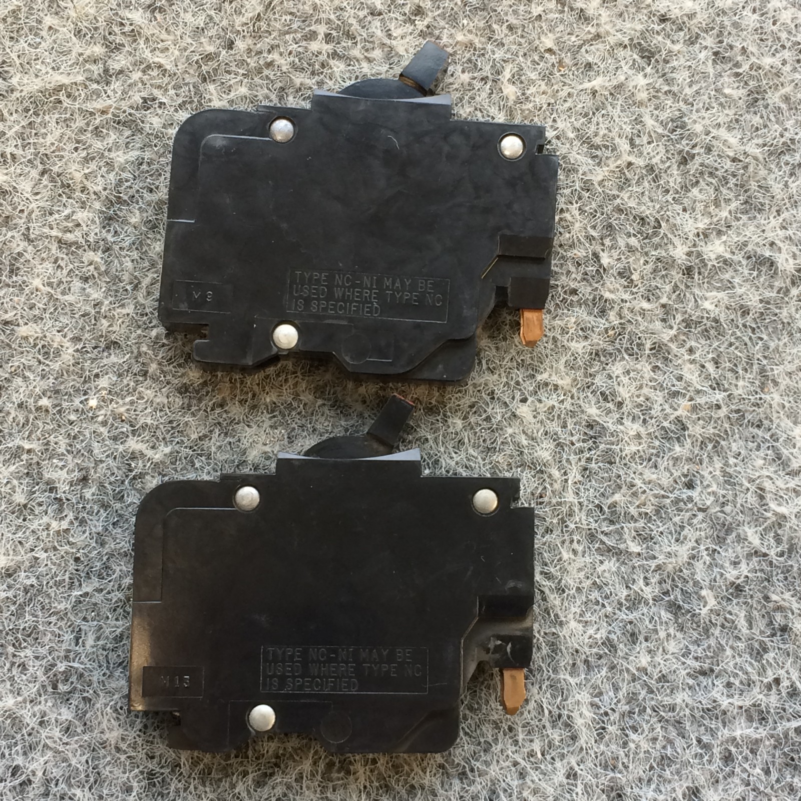 Lot of 2 NC115 FPE 15 Amp 1 Pole Stab-Lok Federal Pacific Breaker NC15 Red