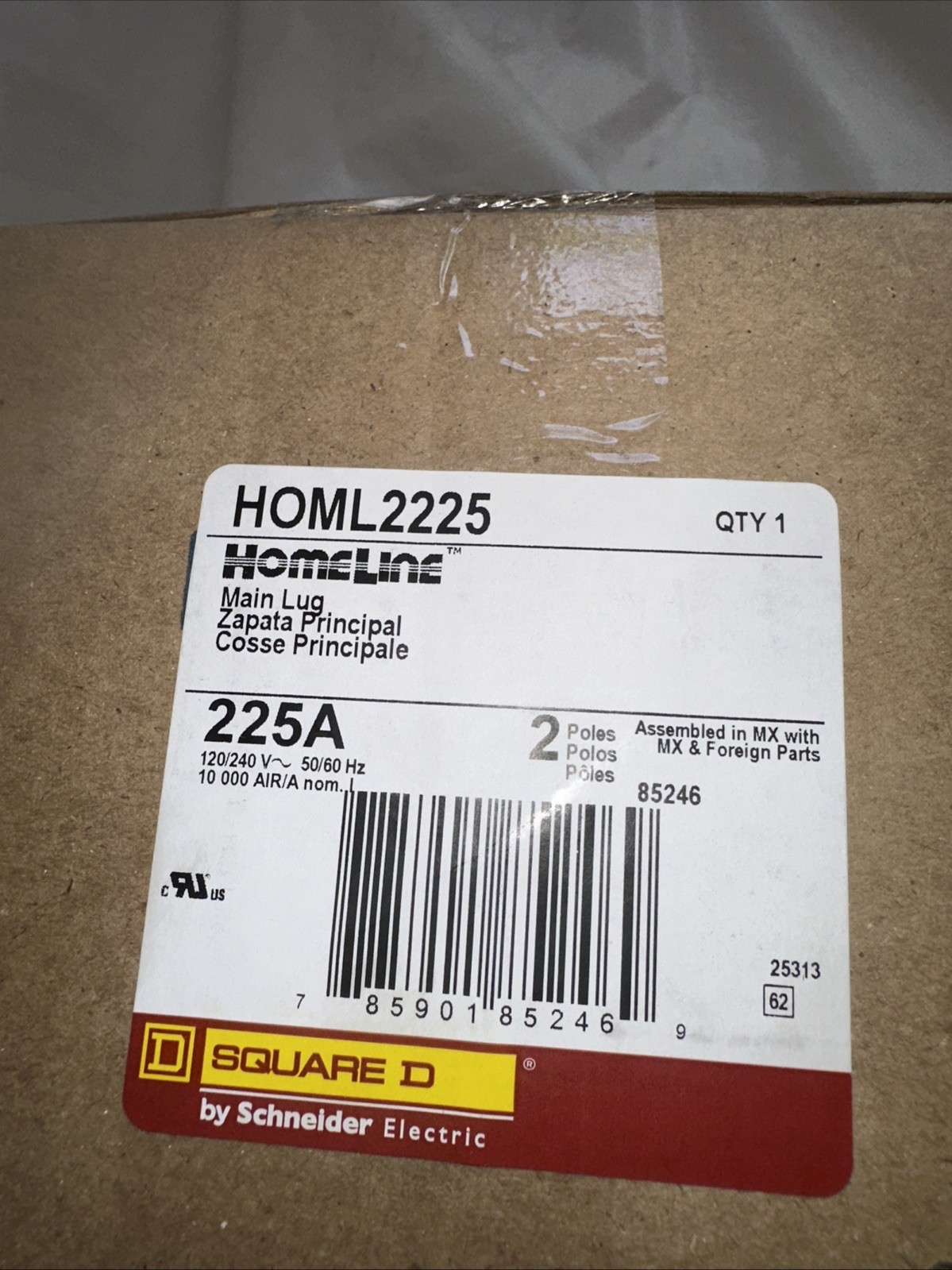 Square D HOML2225 2 Pole 225 Amp 240 V Sub-Feed Lug NEW FACTORY SEALED US SELLER