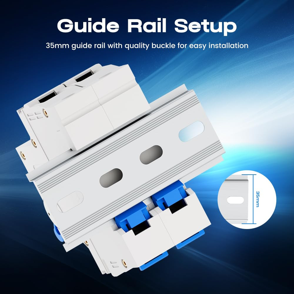 AC Miniature Circuit Breaker, 120V/240V 2 Pole 20 Amp DIN Rail Mount Circuit Br