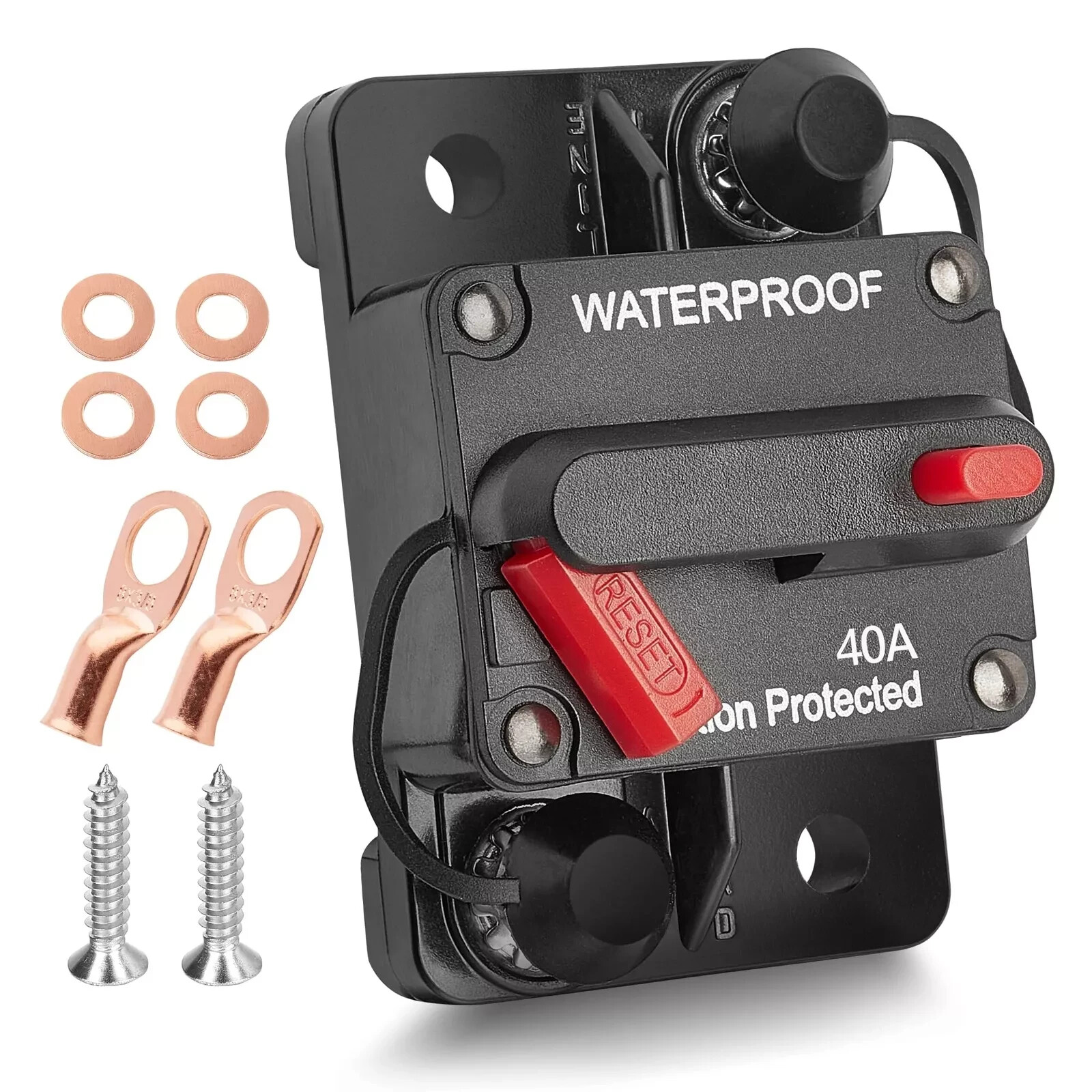 40 AMP Car Circuit Breaker w/Manual Reset Switch Inline Fuse Holder Inverter