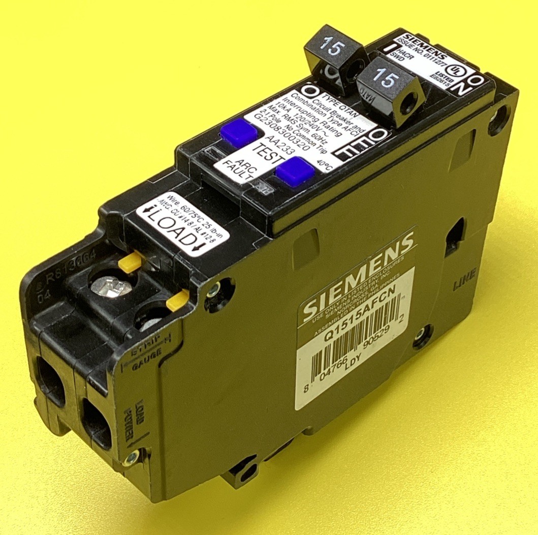 New Circuit Breaker Siemens Q1515AFCN 15/15 Amp AFCI Plug-On Neutral