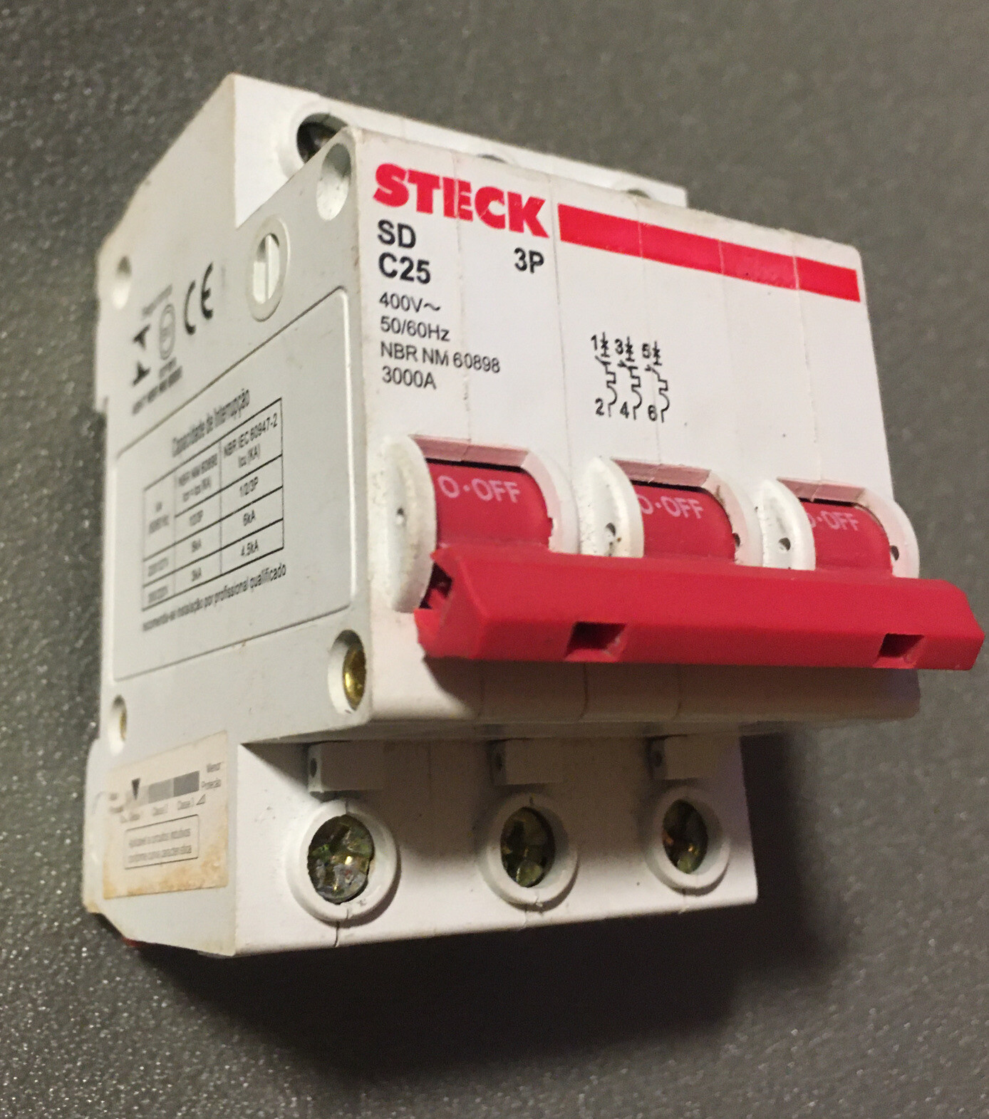 Steck Circuit Breaker Din 25a Tripolar SD Curve C C25 3 Poles STECK SD C25 3P