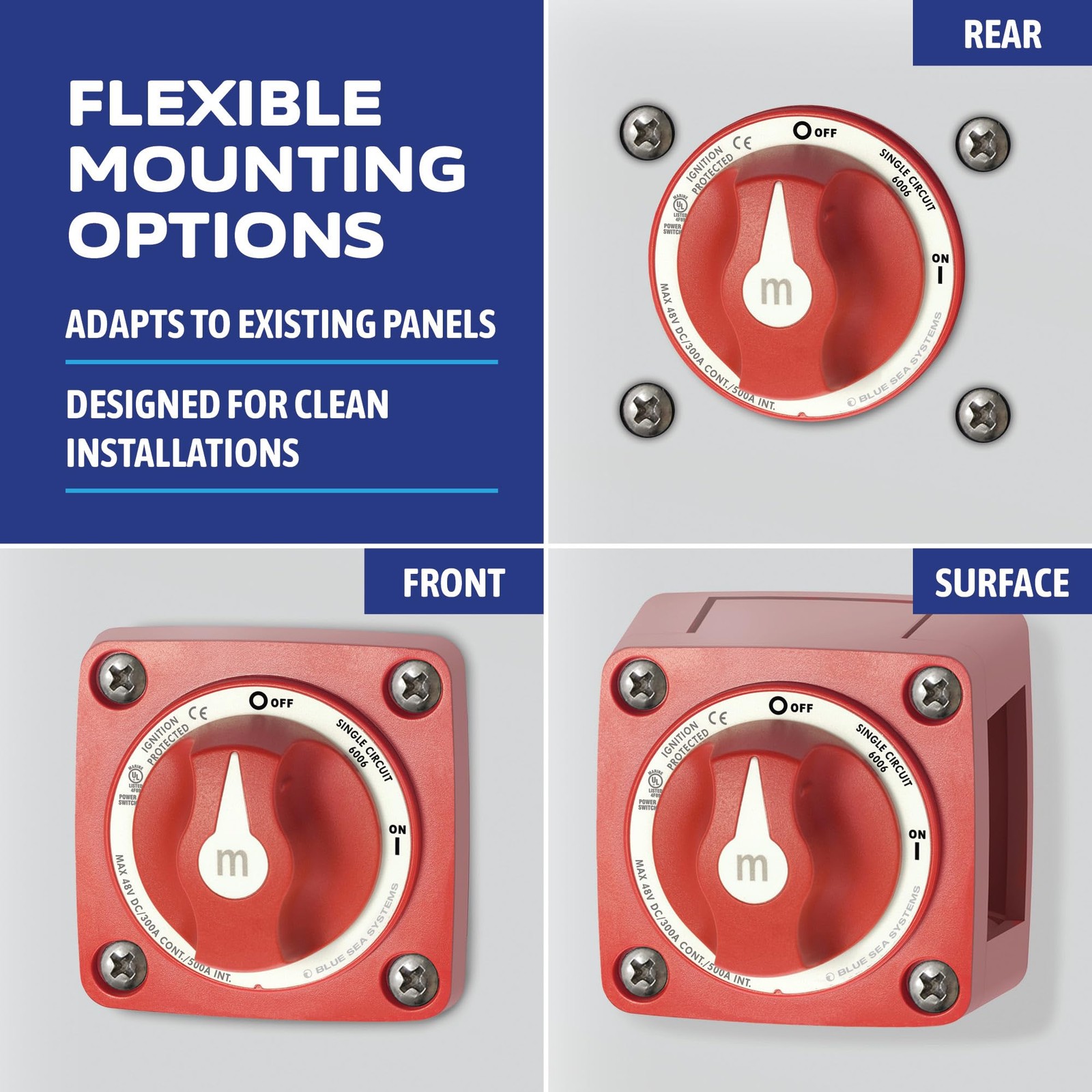 m-Series Battery Switch ON/OFF with Knob, 6006, Red