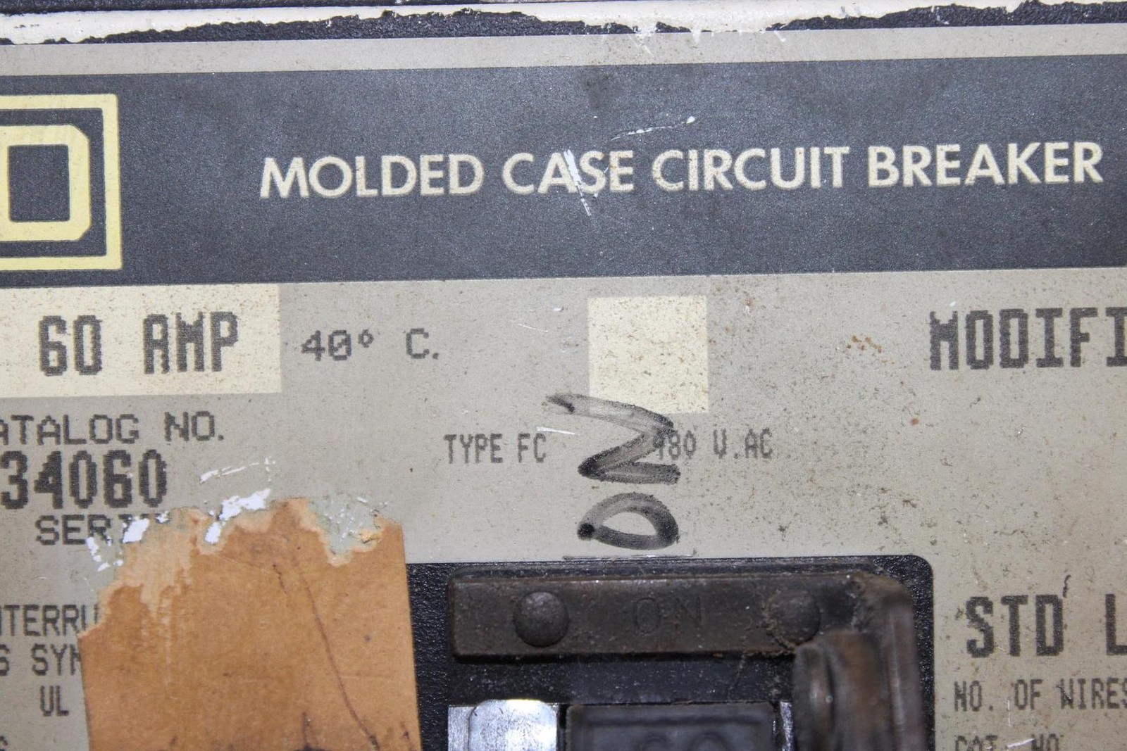 SQUARE D I-LINE CIRCUIT BREAKER FC34060 60 AMP 600 VOLT 3-POLE