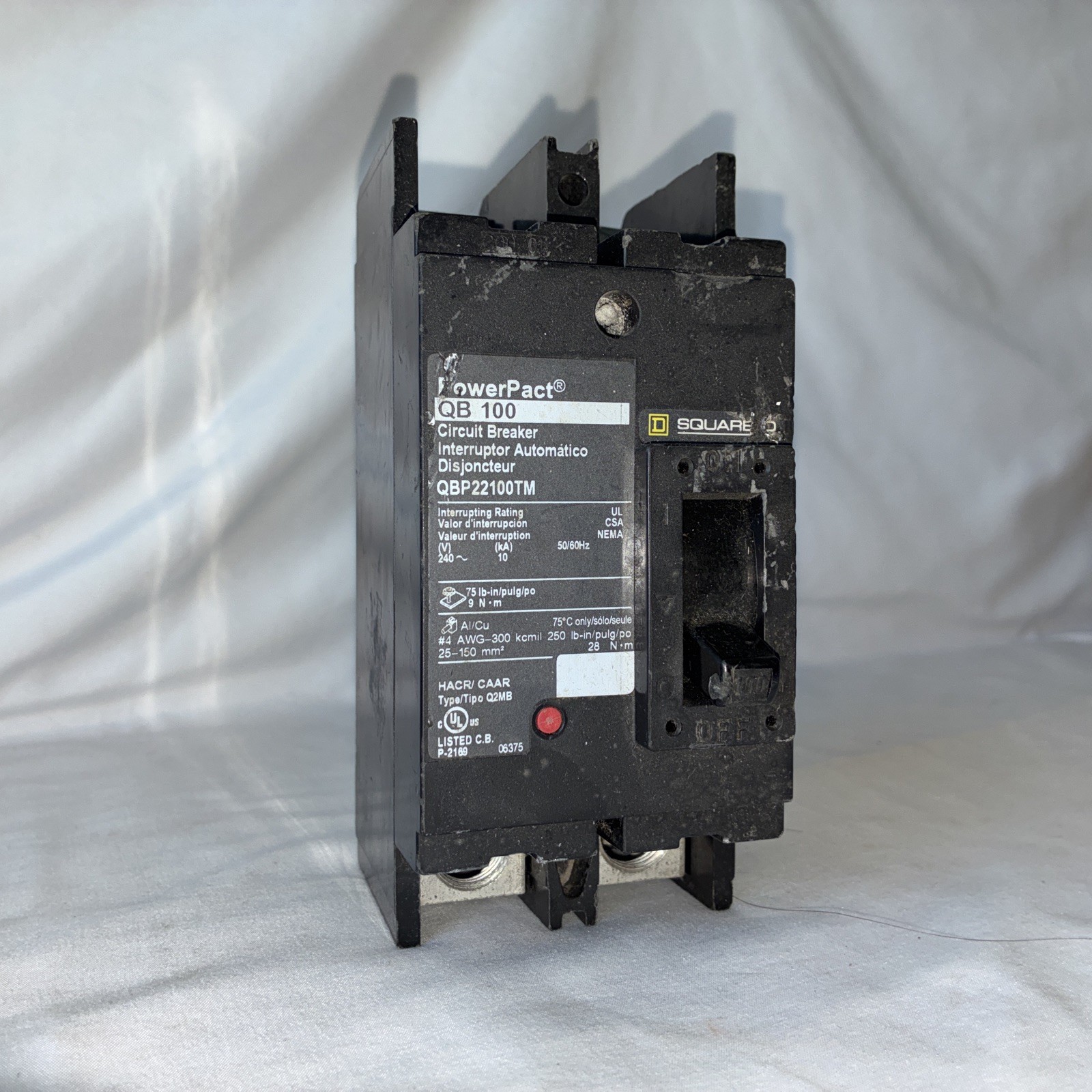 PowerPact Square D QB 100 QBP22100TM 2 Pole 240V Circuit Breaker