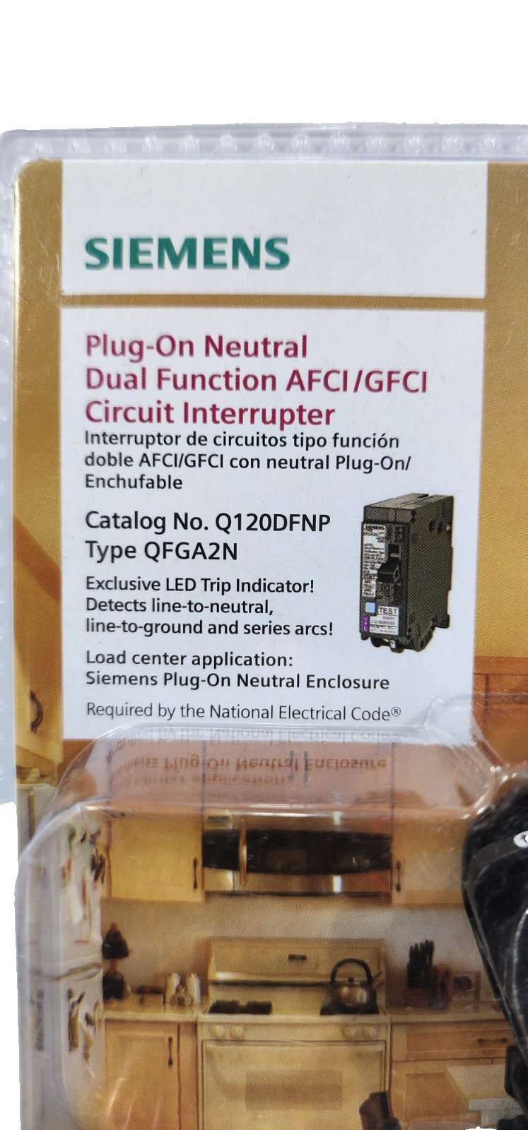Siemens Q120DFNP 20A Plug-On Neutral Dual Function AFCI/GFCI Breaker QFGA2N -New