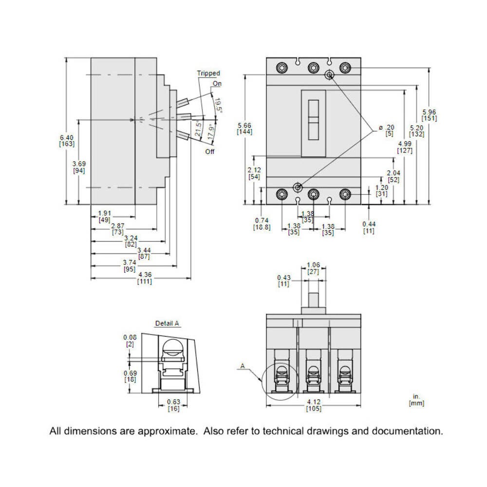 HDL36030 – Square D 30A 600VAC 3 Pole Thermal Magnetic Circuit Breaker PowerPact