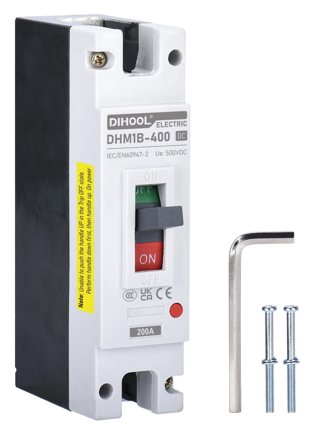 DIHOOL 200 Amp DC Breaker, 500V Battery Disconnect Switch, Thermal Magnetic Trip