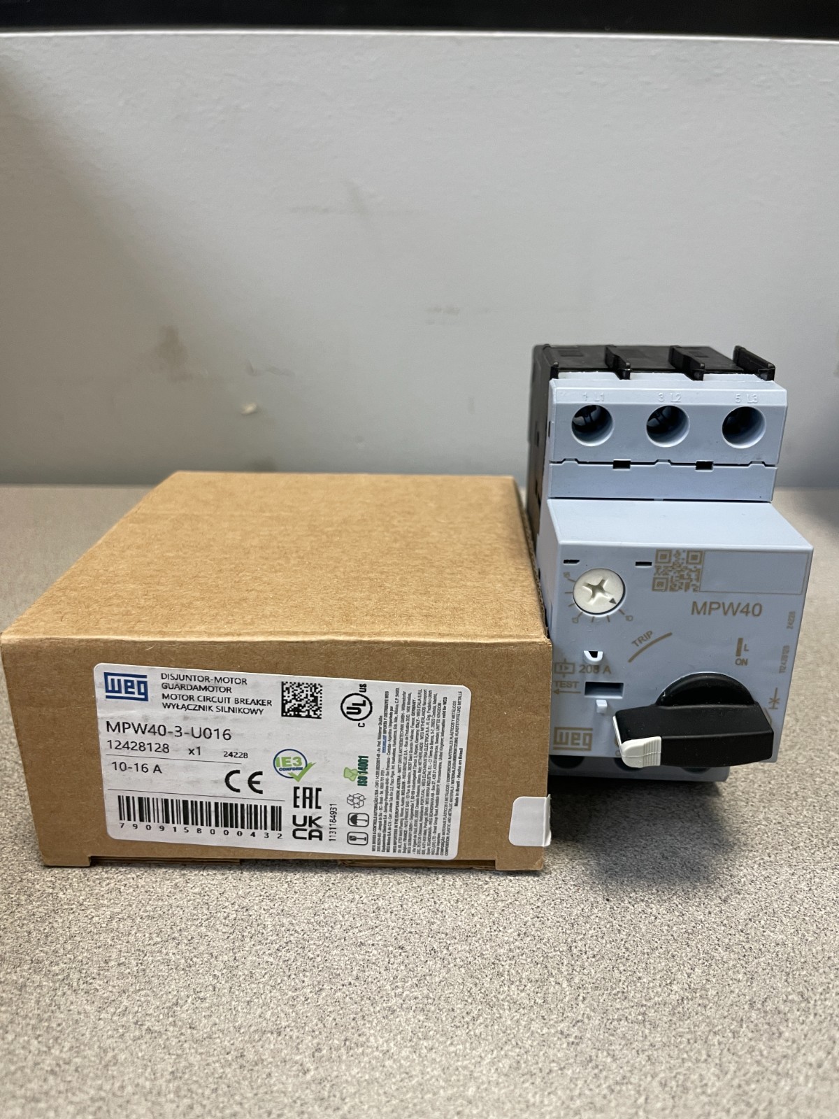 MPW40-3-U016, WEG, Manual Motor Protector, 40A, 10-16A, 3-Pole Brand New