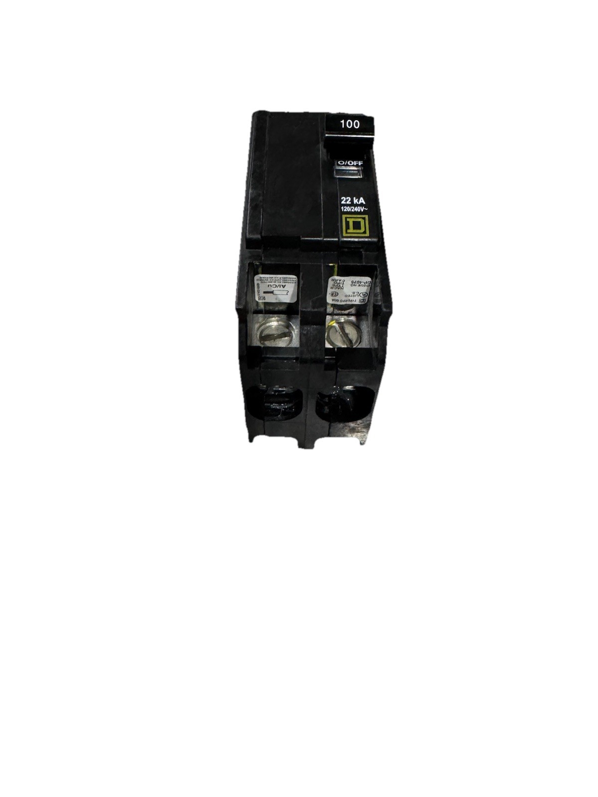 Square D QO2100VH Circuit Breaker 100Amp 2-Pole 240VAC 22kA Plug-In