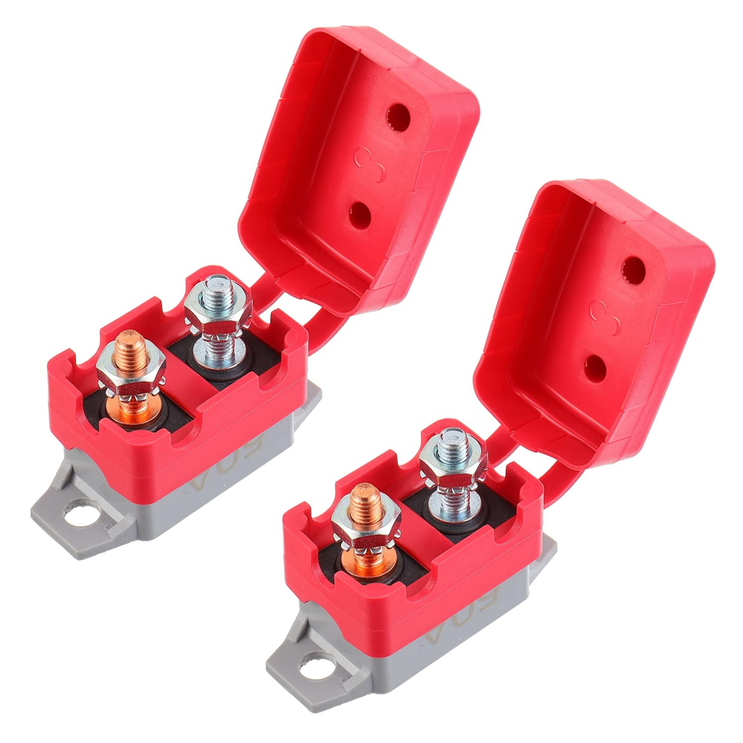 50A 12V-24V Automatic Reset Circuit Breaker with Cover Stud Bolt for Battery Cha