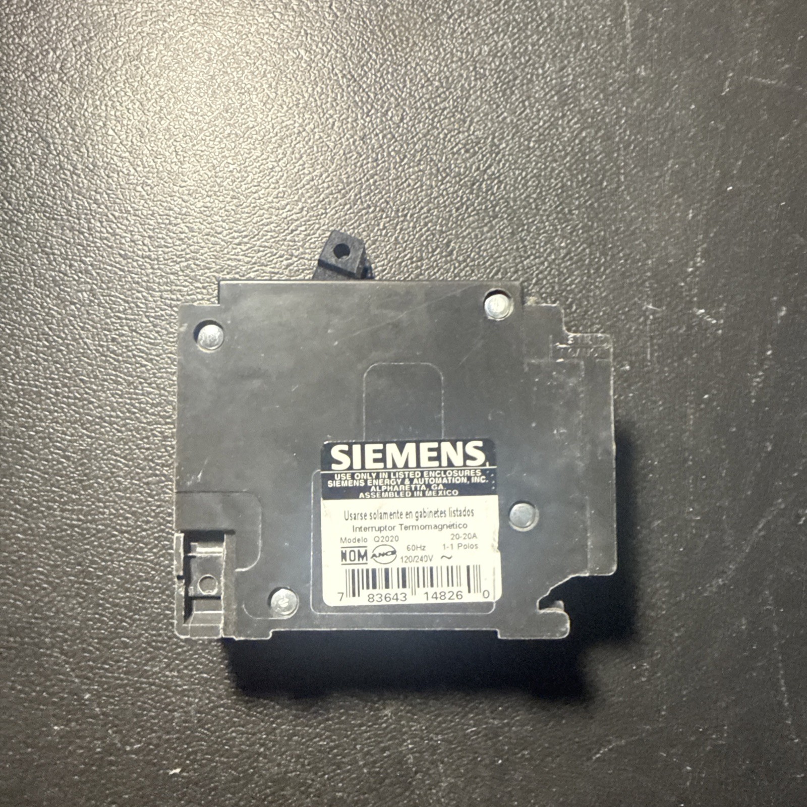 Siemens 20A 1 Pole 120V Tandem Circuit Breaker