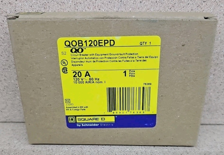 NEW Square D QOB120EPD Ground Fault Circuit Breaker 20A 1P 120V