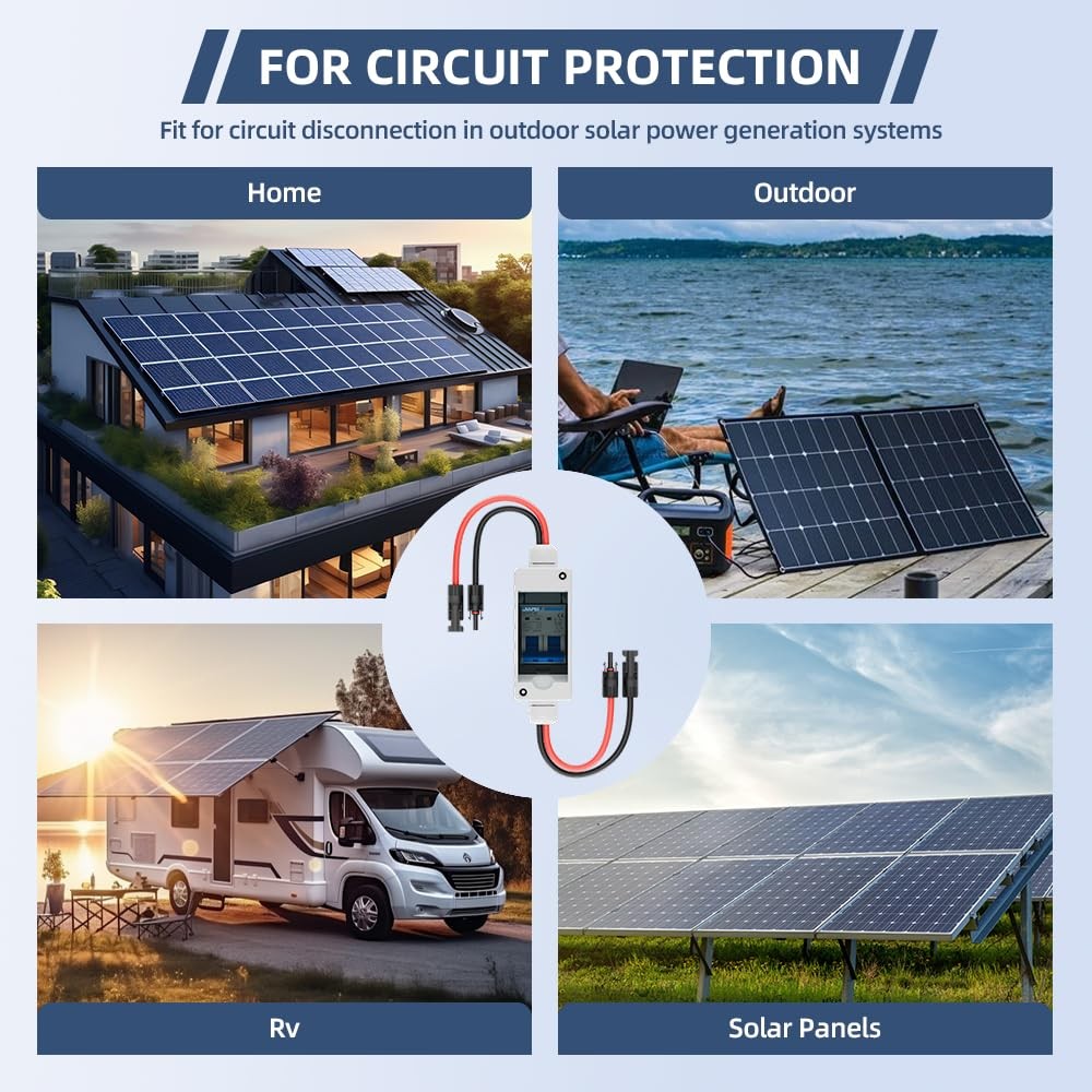 Solar Panel Disconnect Switch 30 Amp 400V Breaker Box, PV DC Miniature Circui…