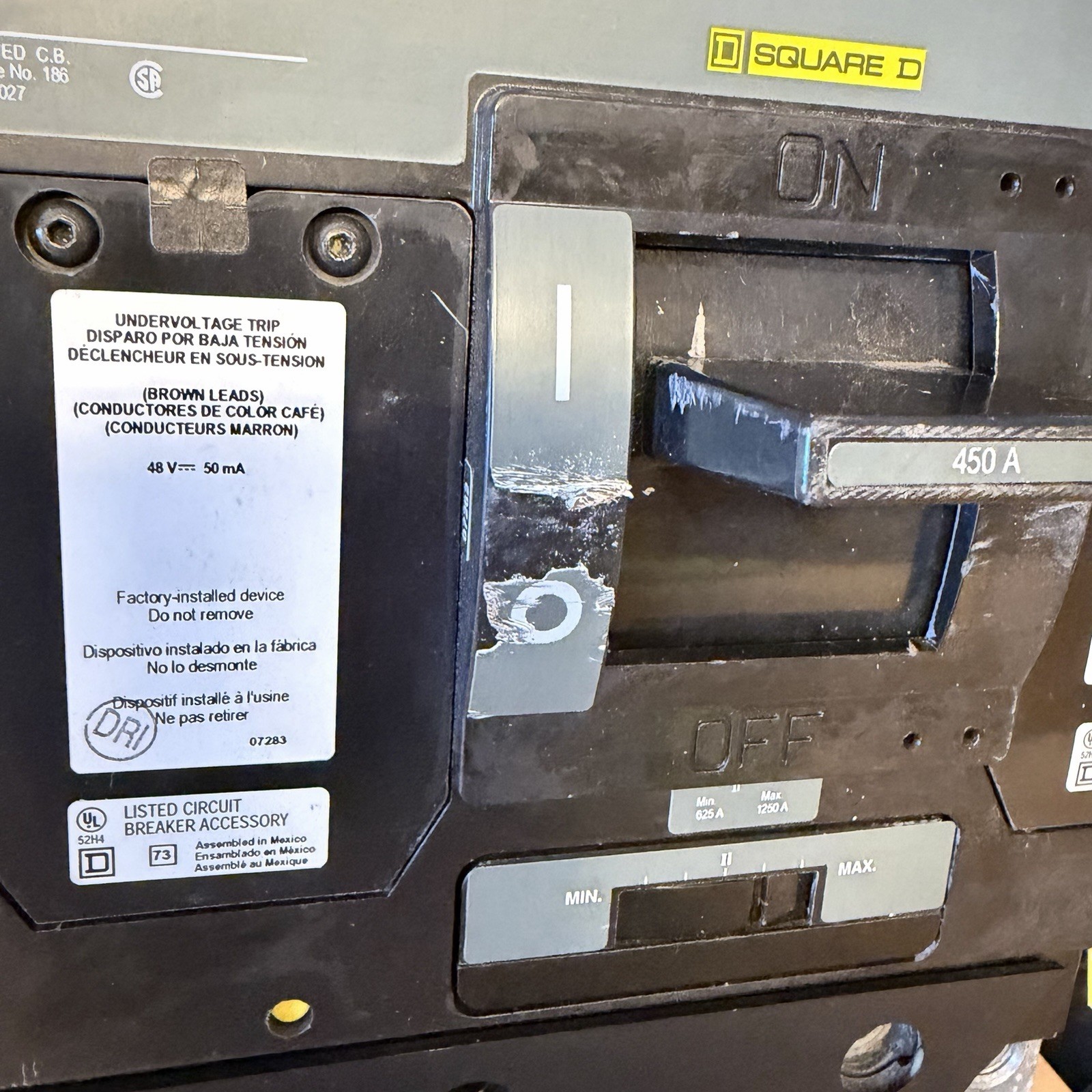 Square D AL900MA / MH450A, 450 Amp, Circuit Breaker – Tested Working