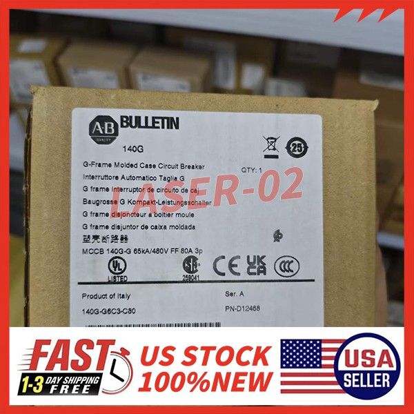 New Sealed Allen-Bradley 140G-G6C3-C80 Circuit Breaker 80A 3-Pole 480V Fast Ship