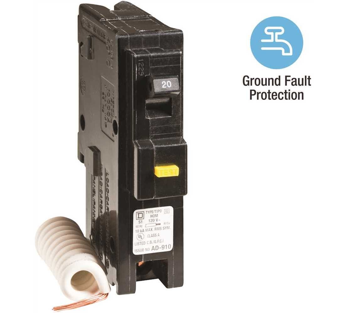 Square D HOM120GFICP Homeline 20 Amp Single-Pole GFCI Circuit Breaker