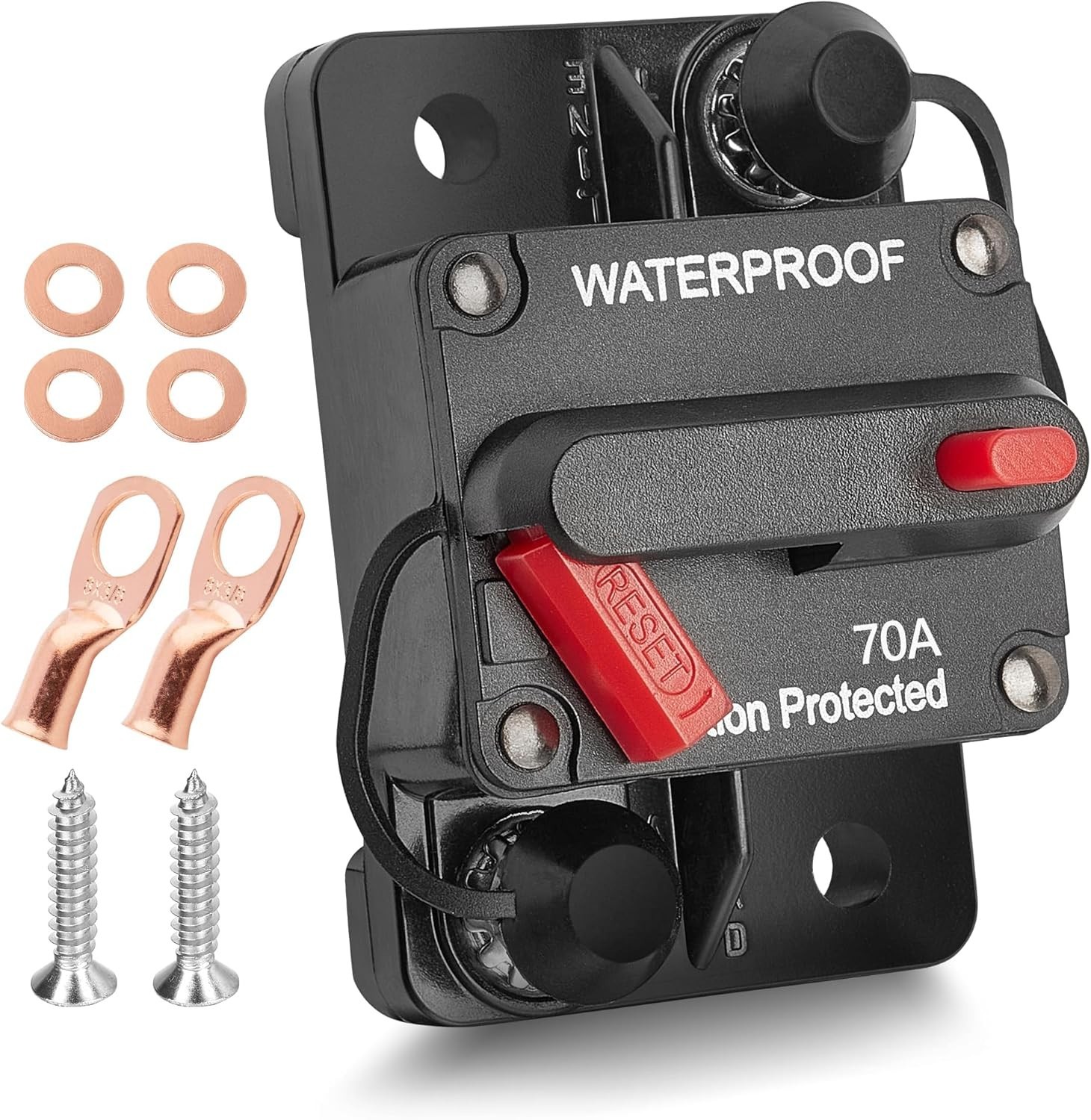 Durable 70A Circuit Breaker with Manual Reset for Audio and Solar Equipment