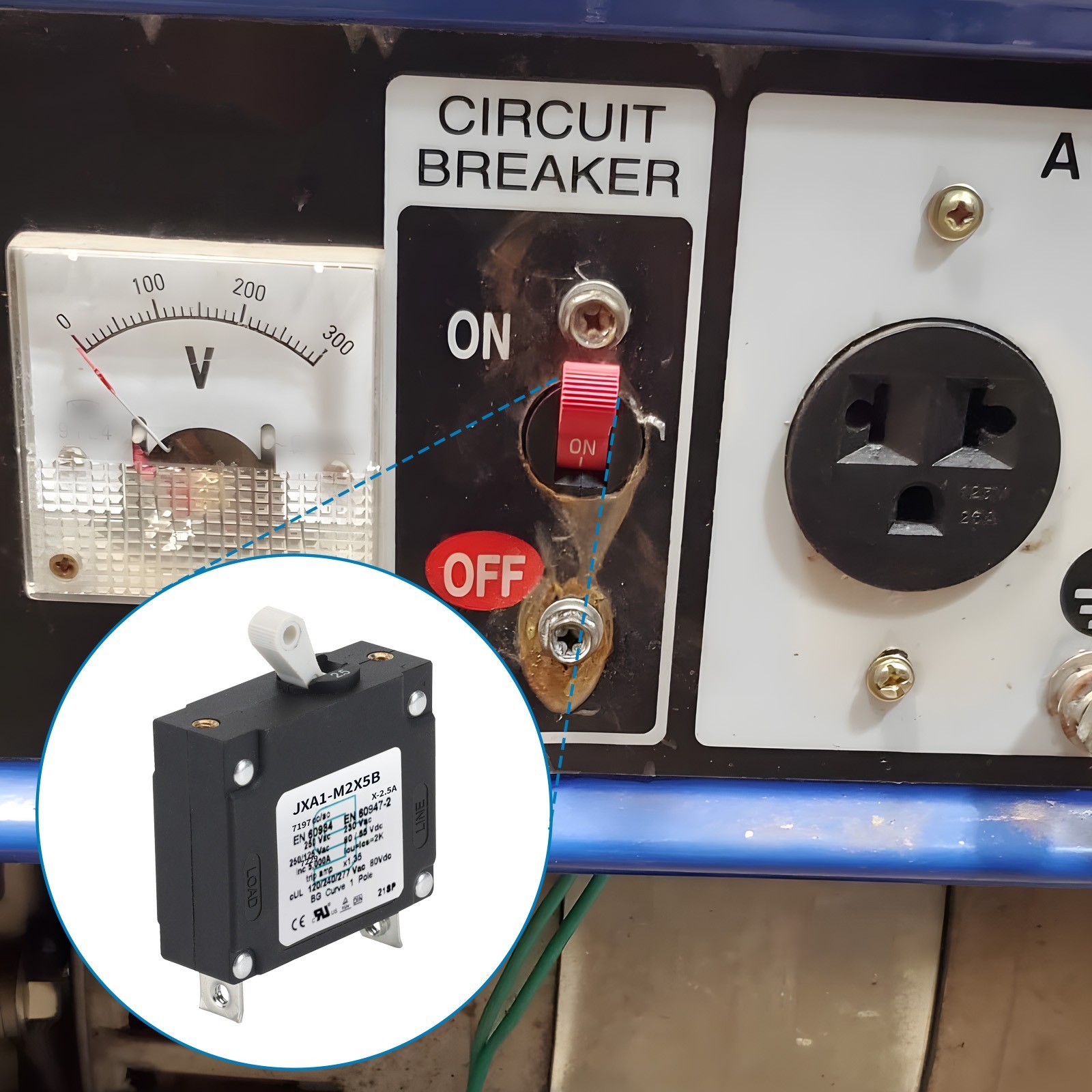 GLOSO J Type (A series) Hydraulic Magnetic Circuit Breaker, Rocker/Toggle, J1P