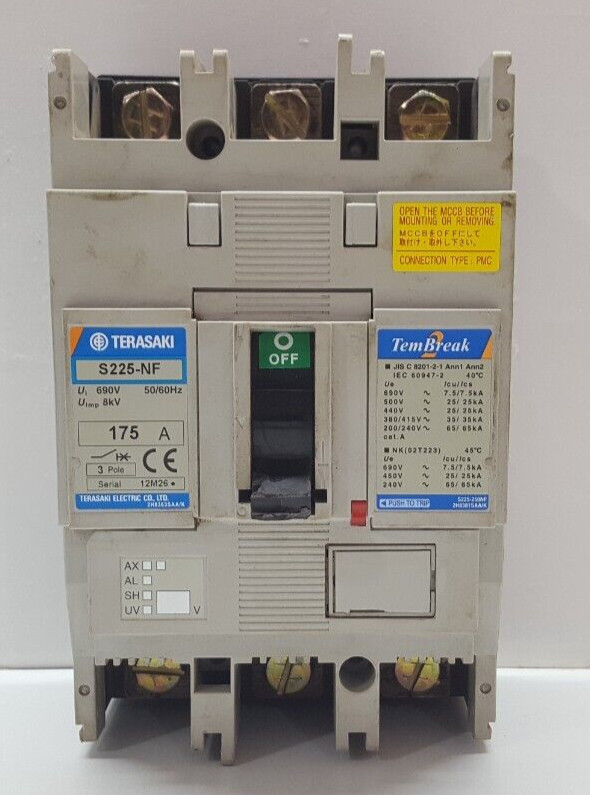 TERASAKI S225-NF TEMBREAK 175 AMPS 3 POLE CIRCUIT BREAKER / TESTED OK