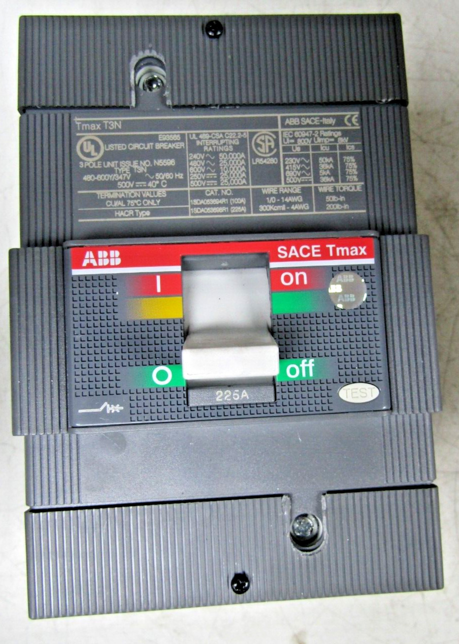 🔥 NEW ABB 225 AMP CIRCUIT BREAKER 3 POLE 480-600Y/347 VAC ABB SACE TMAX T3N 225