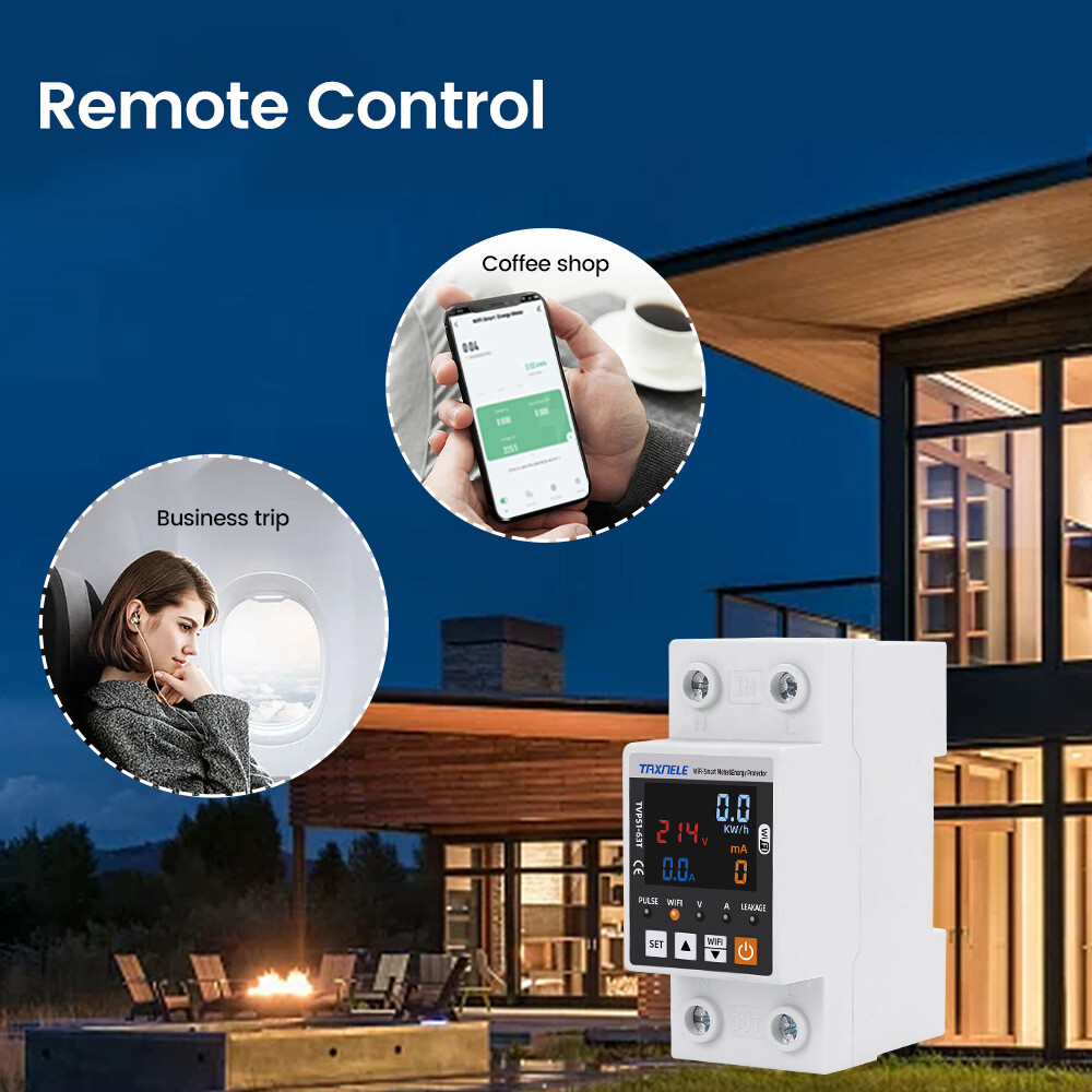 85~300VAC 63A Tuya WIFI Intelligent Control Single Phase Power Protector 50/60hz