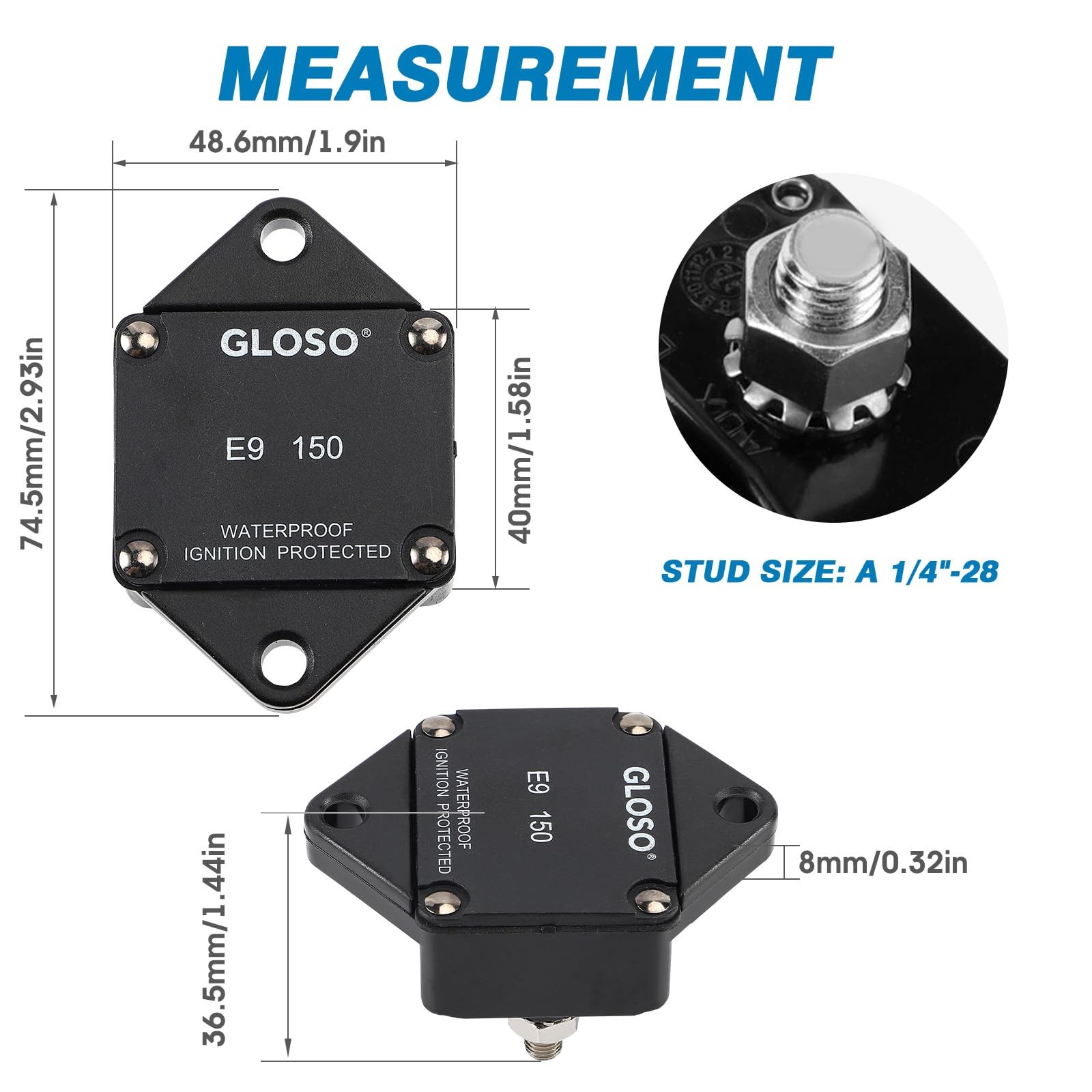 150A Circuit Breaker Panel Mount T1 Auto Reset for Marine and Automotive Use