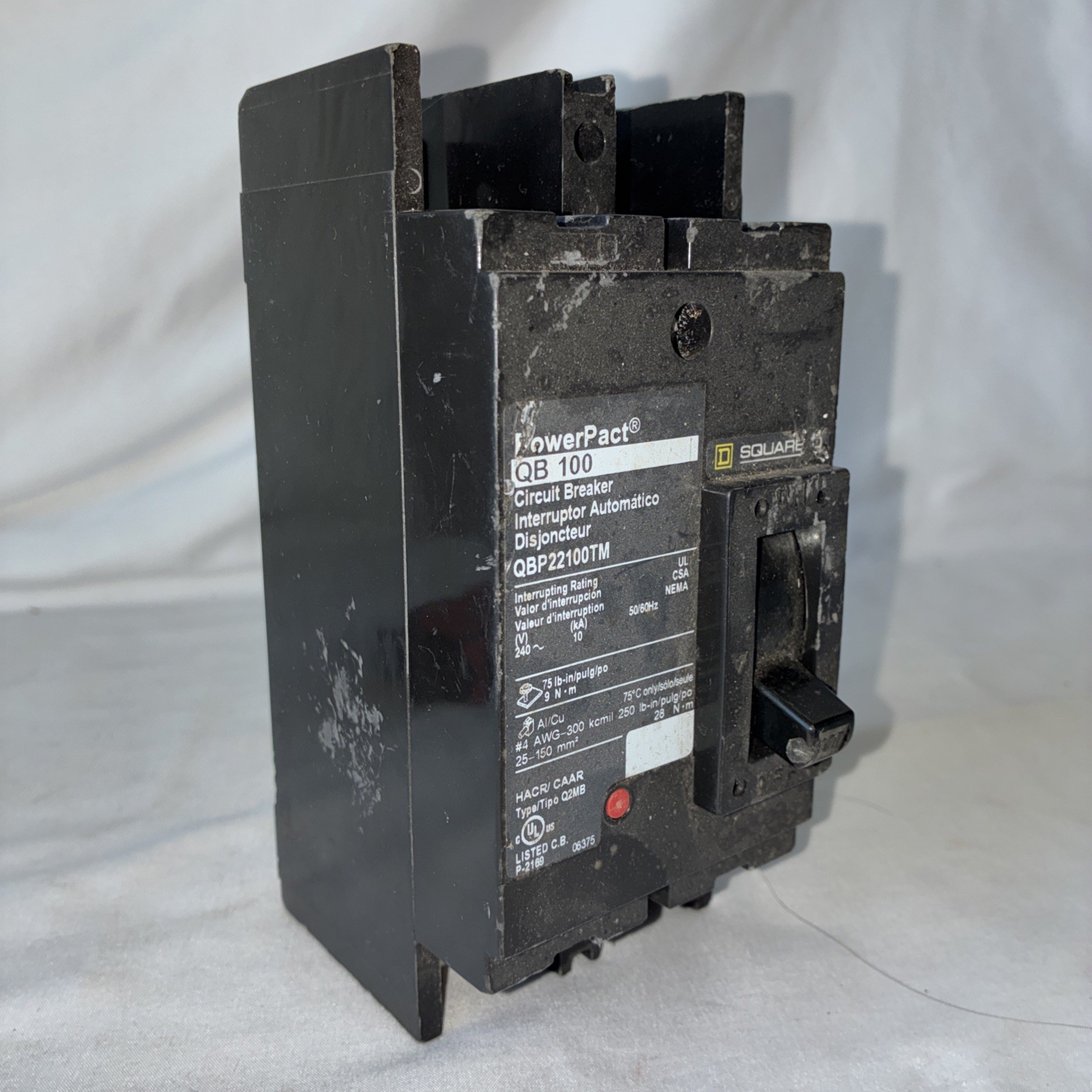 PowerPact Square D QB 100 QBP22100TM 2 Pole 240V Circuit Breaker