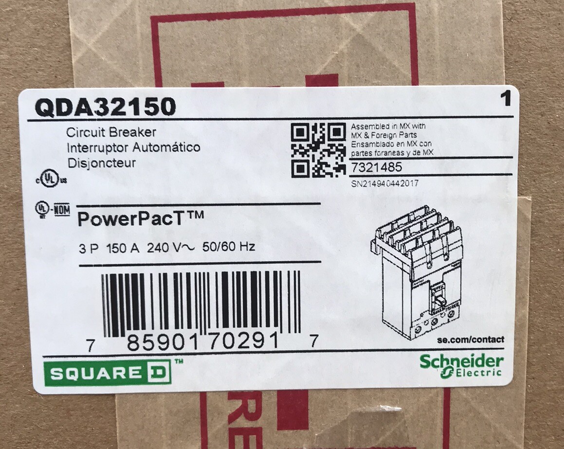 HOUSTON STOCK NEW SQUARE D QDA32150 TYPE QDA 150 AMP 240V FREE 2 DAY AIR BUY NOW