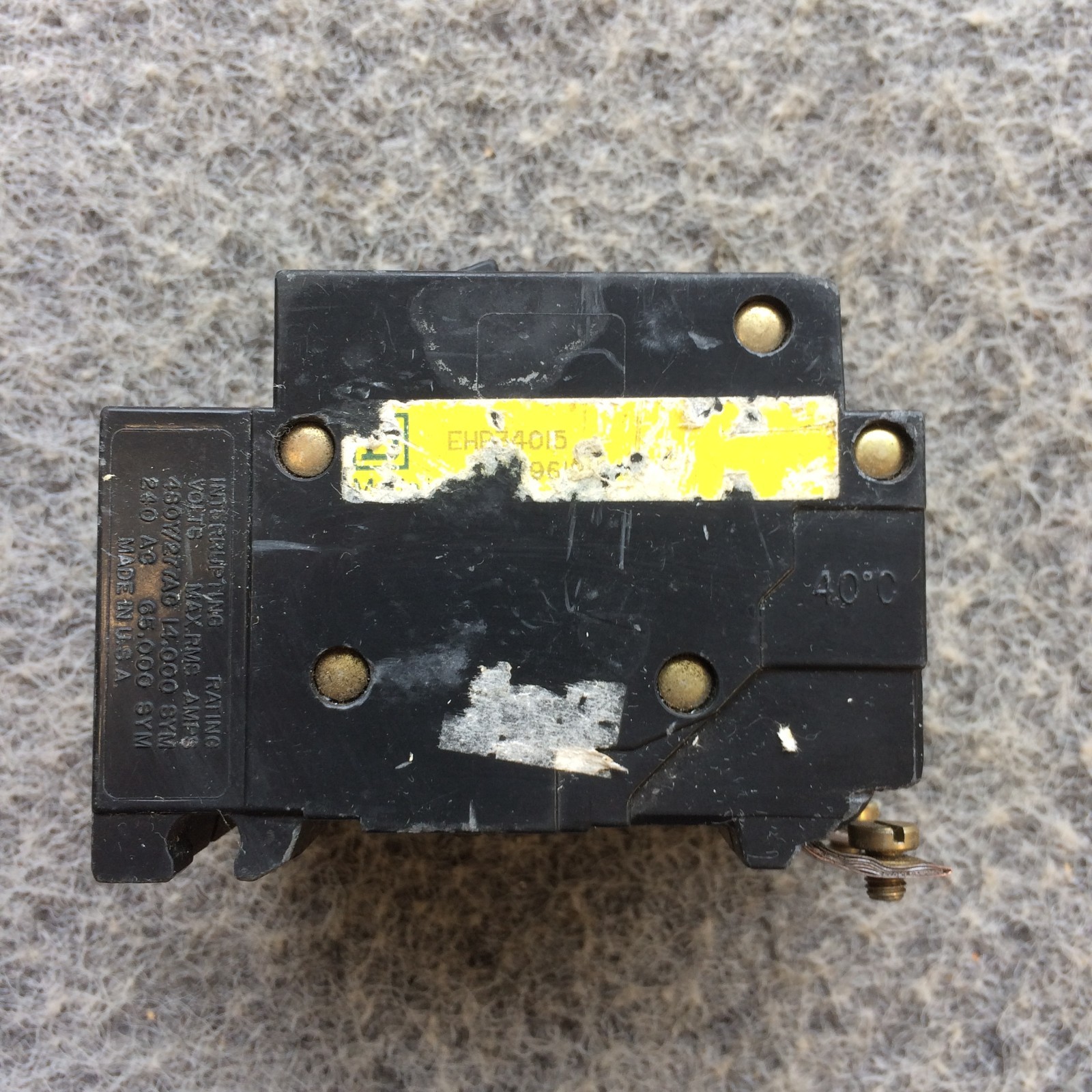 SQUARE D EHB EHB34015 3 POLE 15 AMP 480V CIRCUIT BREAKER FOR NEHB PANELBOARDS