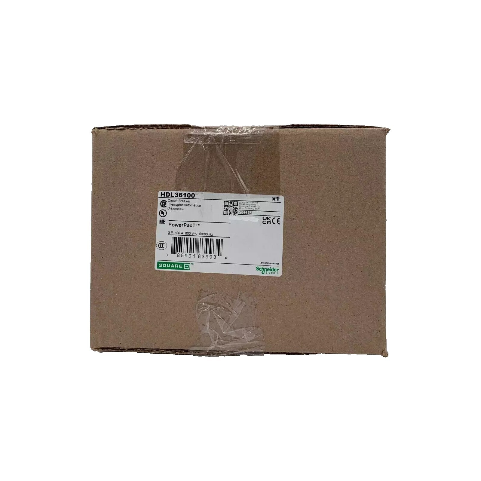 NIB – Square D – HDL36100 – Circuit Breaker, Powerpact H, 100A, 3 Pole, 600V