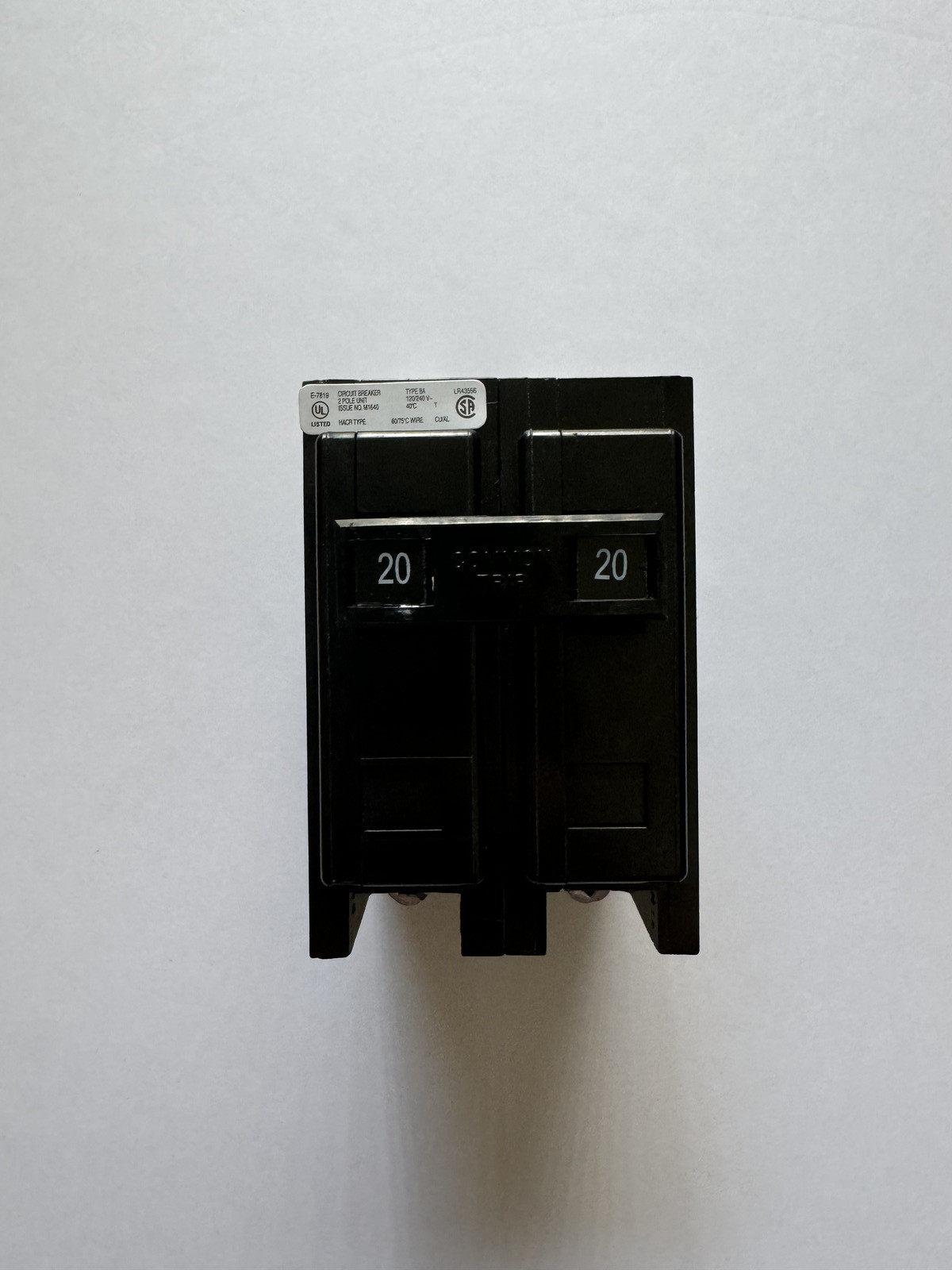 Eaton BAB2020 Cutler Hammer 2-Pole Circuit Breaker – Black