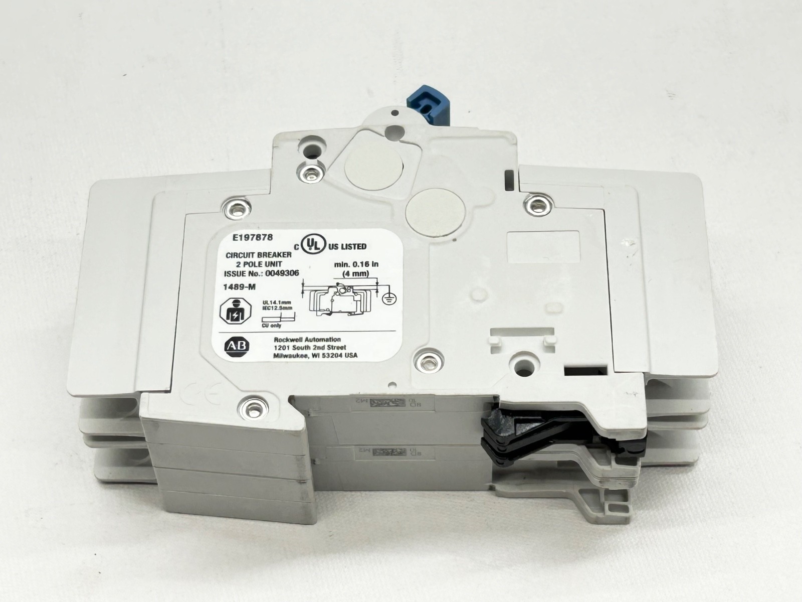 Allen Bradley 1489-M2D100 Ser D 10A 2 Pole D Curve Circuit Breaker UL489