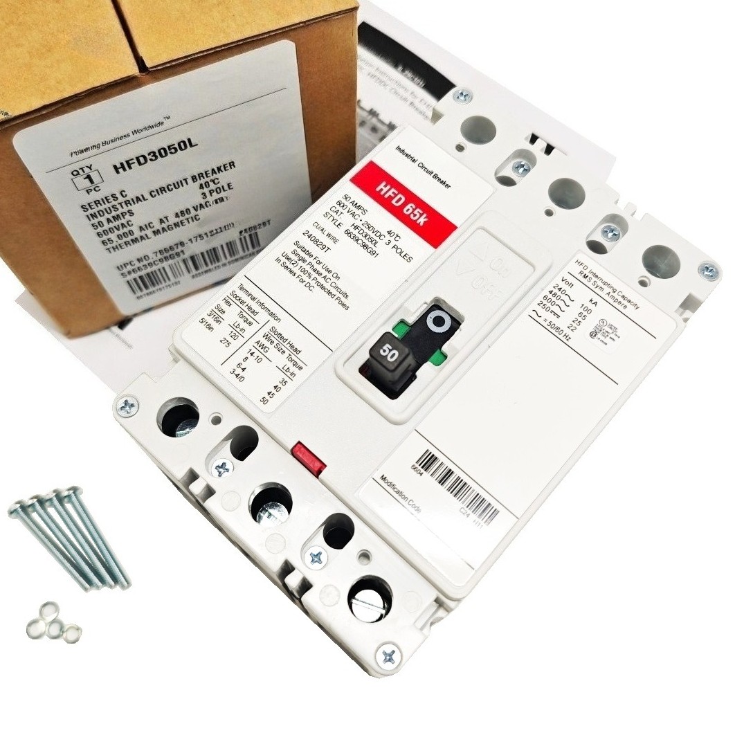 HFD3050L Circuit Breakers for EATON 3 Pole 50Amp 600 Vac Circuit Breaker