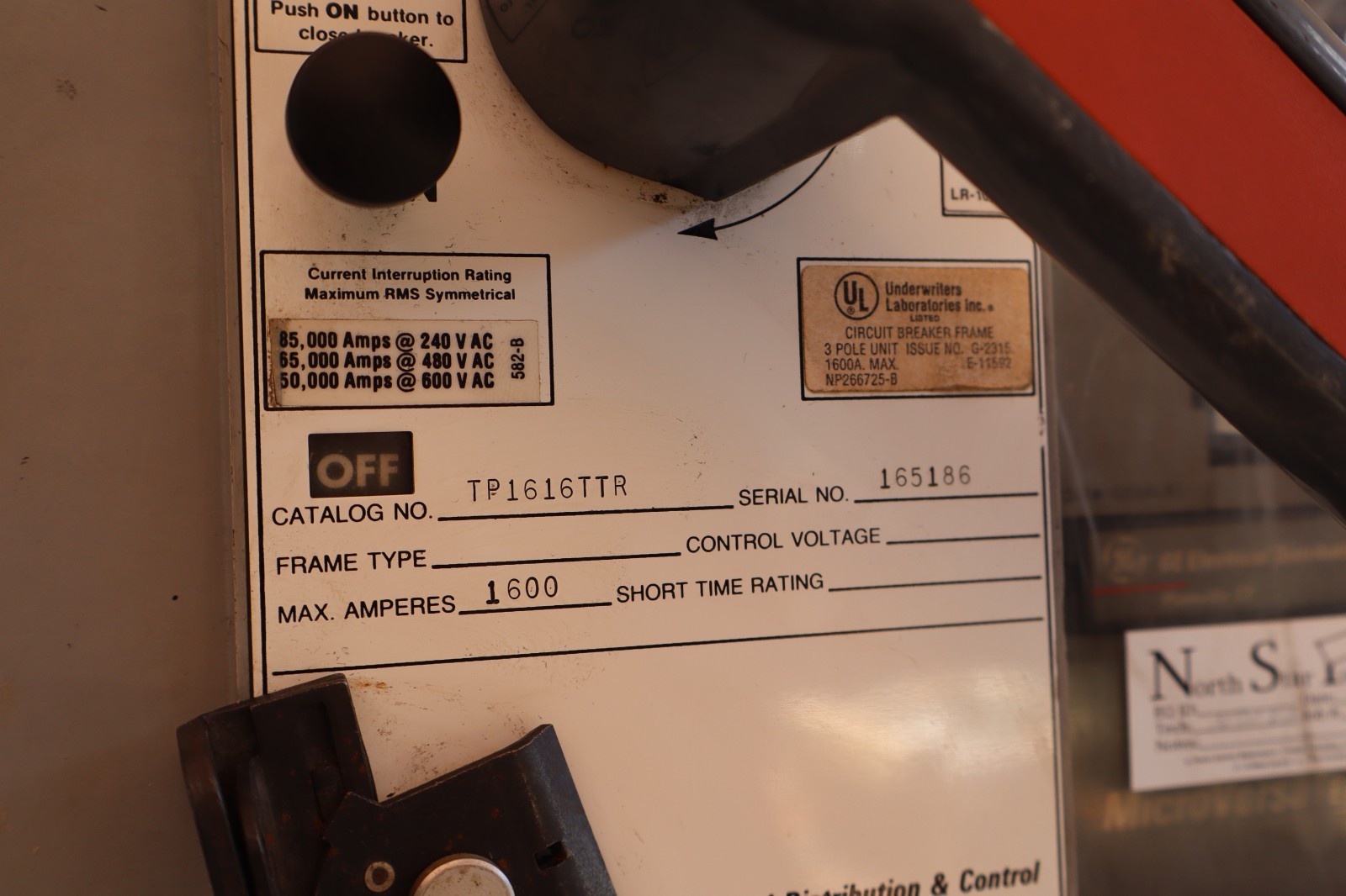 GE Power Break Disconnect 1600 Amp 1600A TP1616TTR Plug TR16B1600 C216LSI