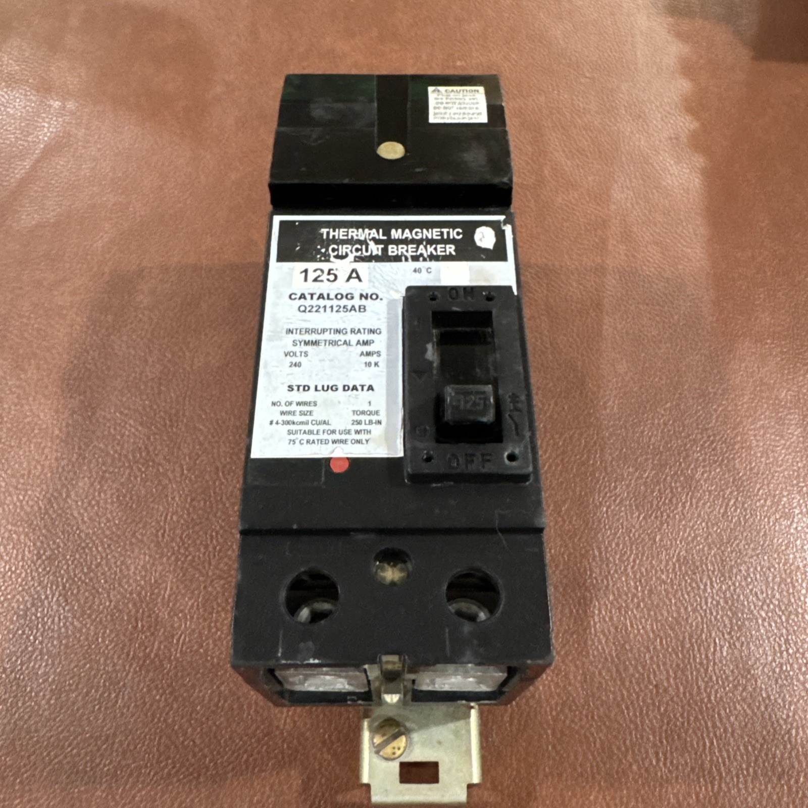 SQUARE D 2P 125A CIRCUIT BREAKERS SQUARE D Q221125AB 2 Pole 125 Amp