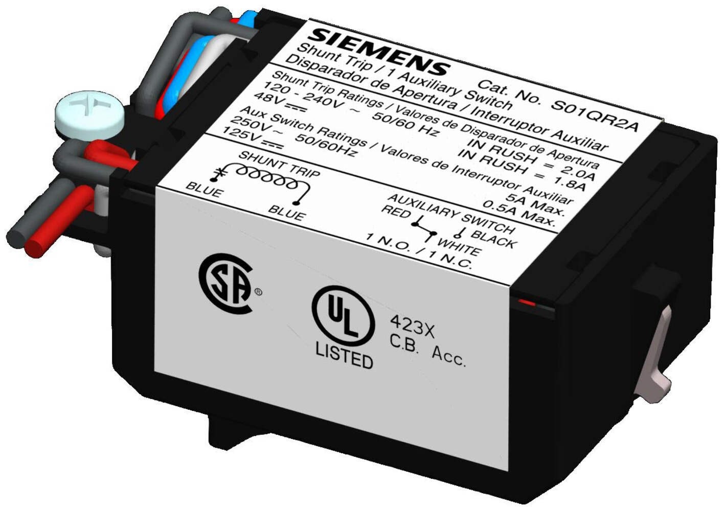 S01QR2 – Siemens Shunt Trip for QR Frame Circuit Breakers 120-240VAC 48VDC
