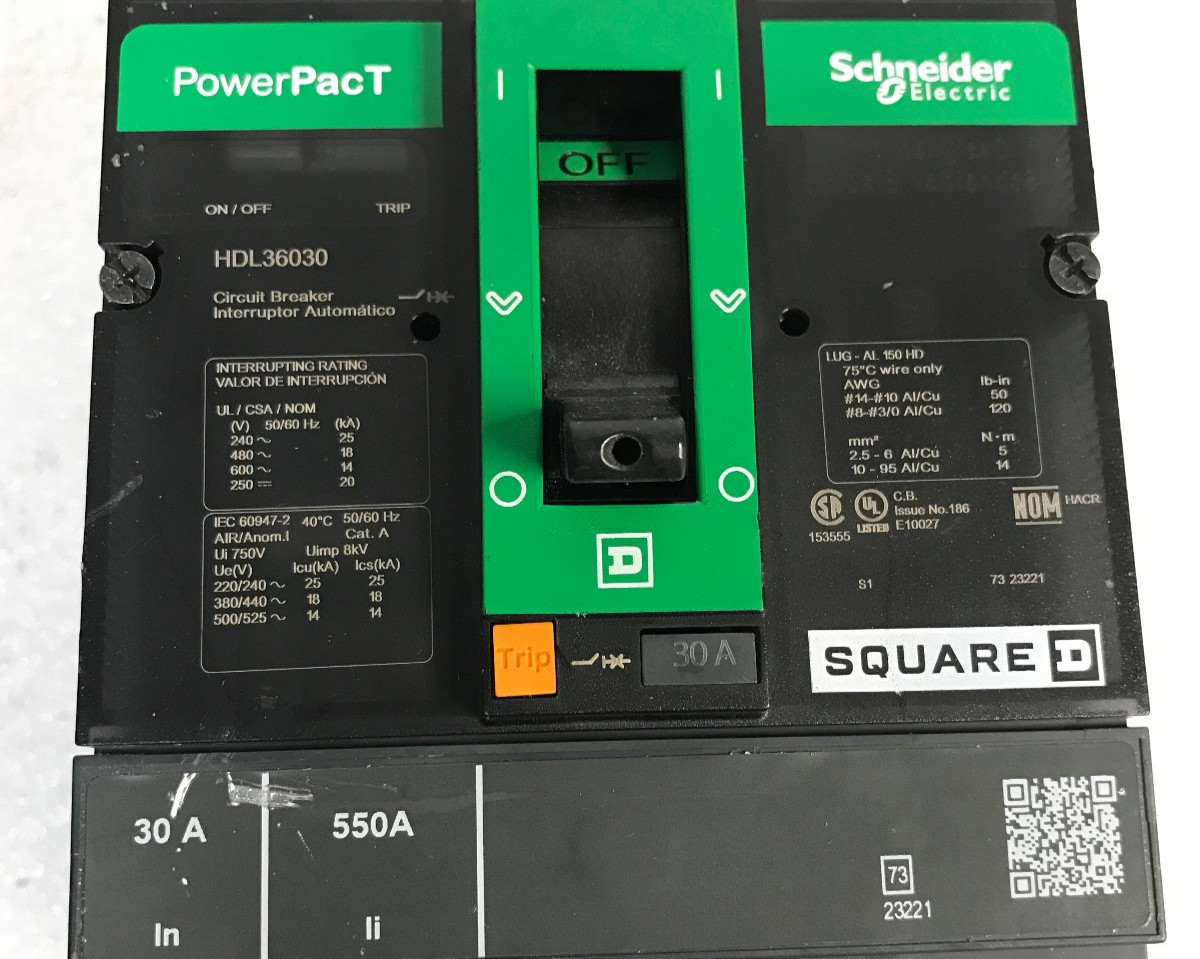 Square D/PowerPacT HD 060 Cat # HDL36030 3 Poles Circuit Breaker ( 30AMPs )