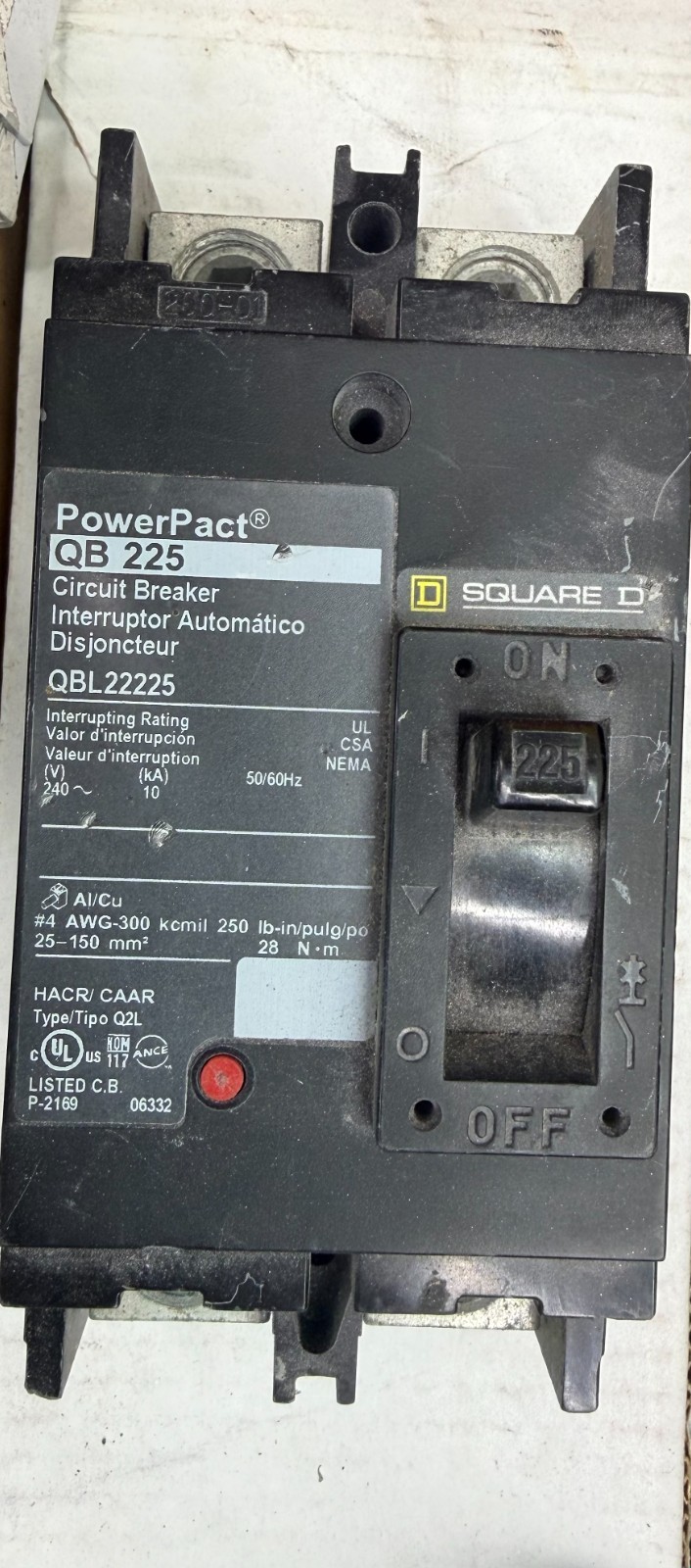 square d QBL22225 breaker